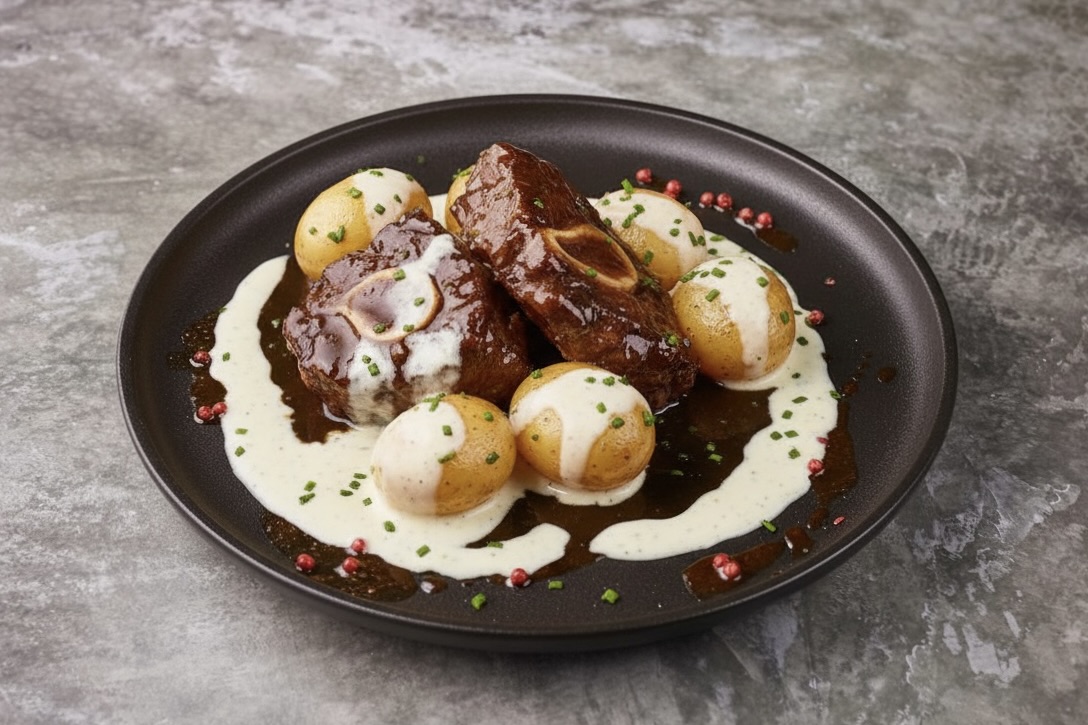 Телячьи щечки с картофелем бейби