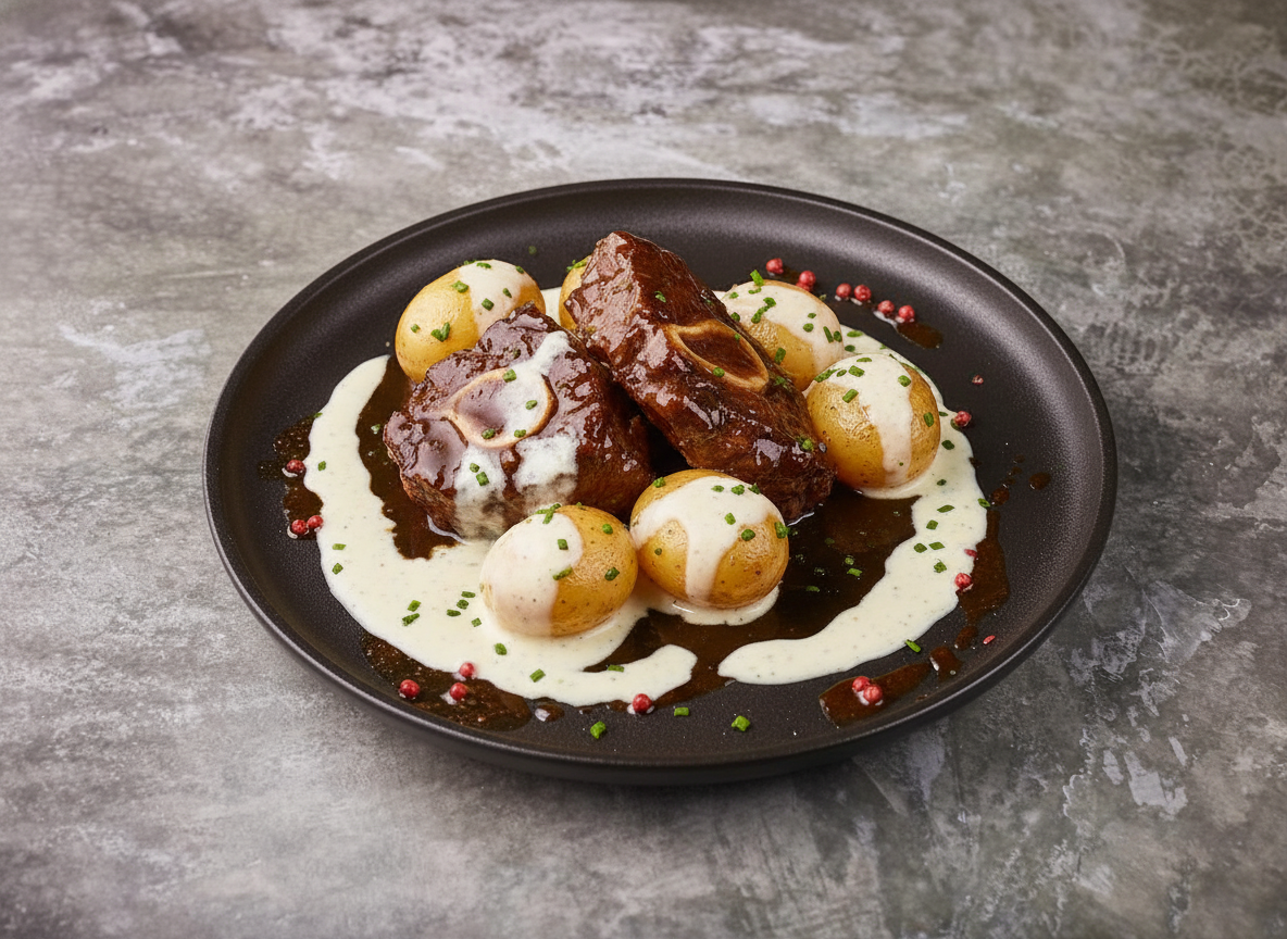 Телячьи щечки с картофелем бейби