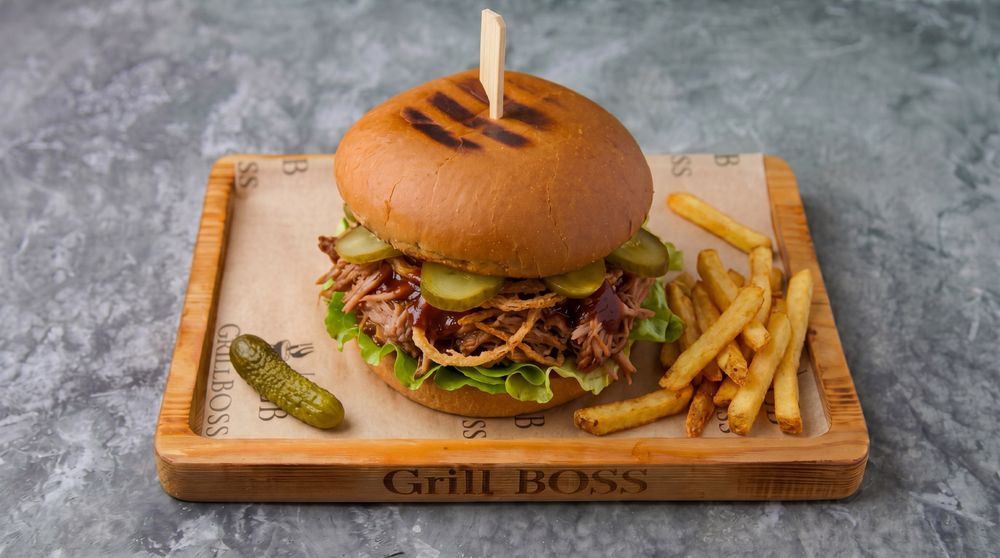Burger with rib meat