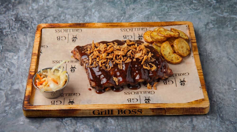 Pork ribs in teriyaki sauce