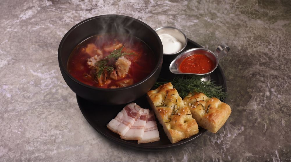 Borscht with stewed beef