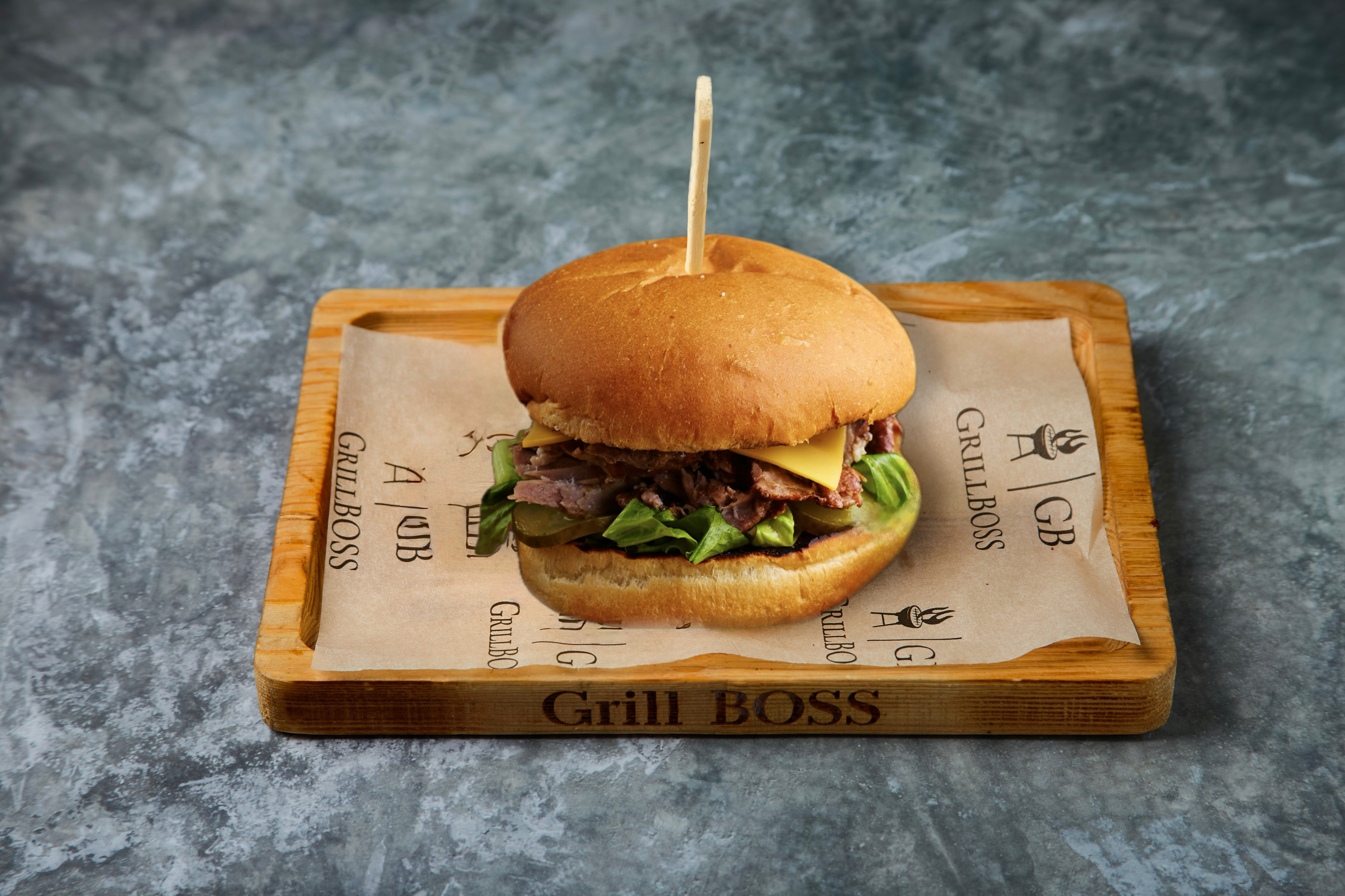 Burger with rib meat